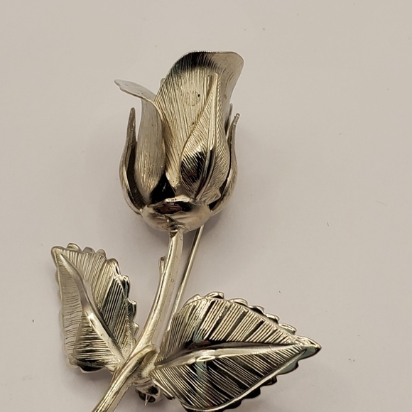 VINTAGE GIOVANNI MATTE SILVER LARGE ROSE BROOCH PIN FLOWER JEWELRY COLLECTIBLE - Picture 2 of 12